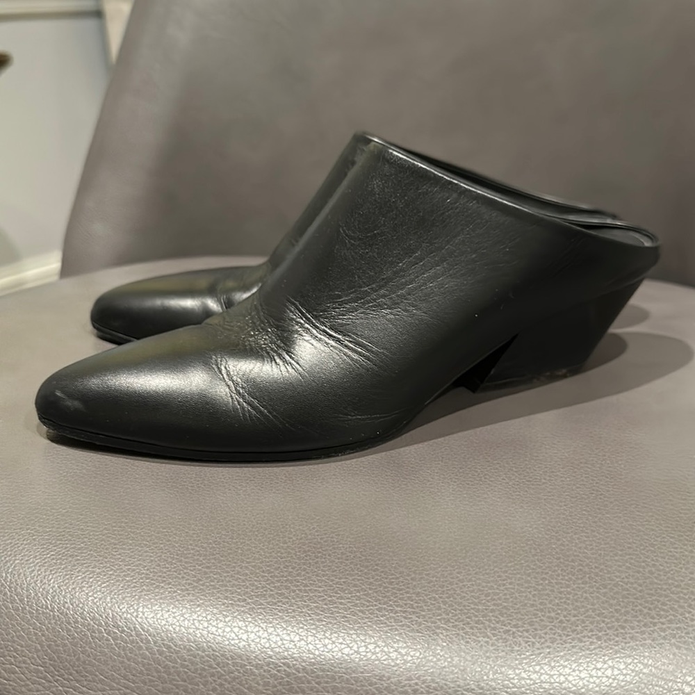 Vince Black Leather Mule Boots
